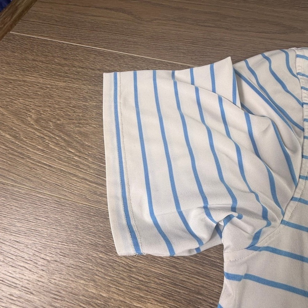 Southern Tide Club Mens Large Blue White Striped Performance Polo Shirt Golf - Picture 16 of 16